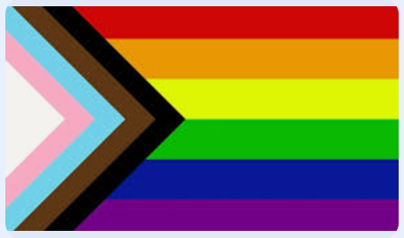Progress Pride flag representing LGBTQ2S+ inclusivity
